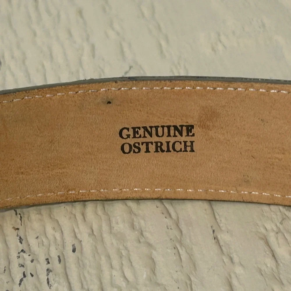 Tony Lama Belt 36 Womens Brown Western Genuine Ostrich‎ Leather Zigzag USA Made